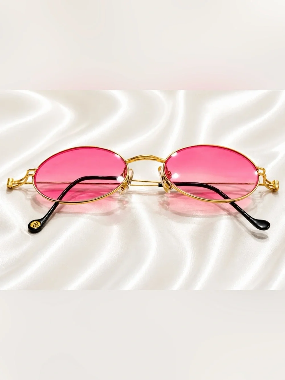 VERY RARE Authentic Gucci Coogi Brand Name Gold Metal Frame Pink Tint Sunglasses